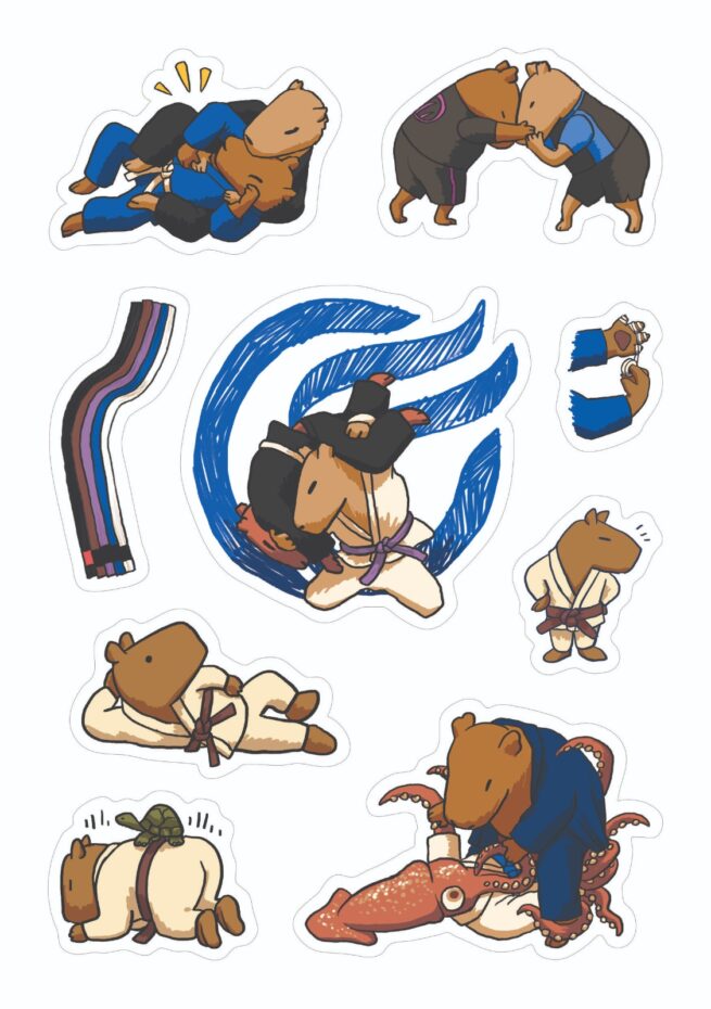 Grappling Capybaras Sticker Sheet
